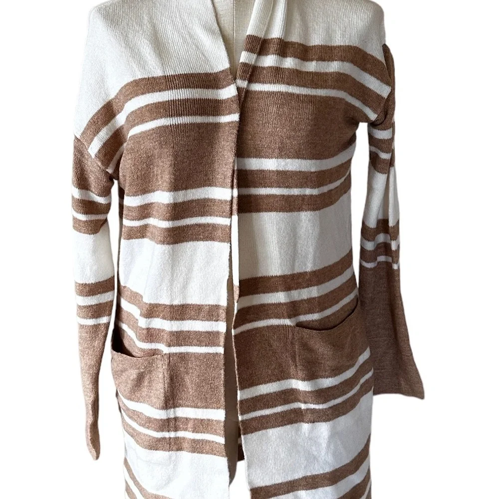 NWOT BANANA REPUBLIC Striped Relax Fit Open Front Cardigan Pockets